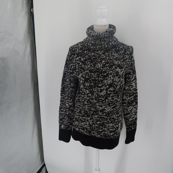 Bristol Club Women's Black White Chunky Knit Turtleneck Sweater Size Small - Picture 4 of 10